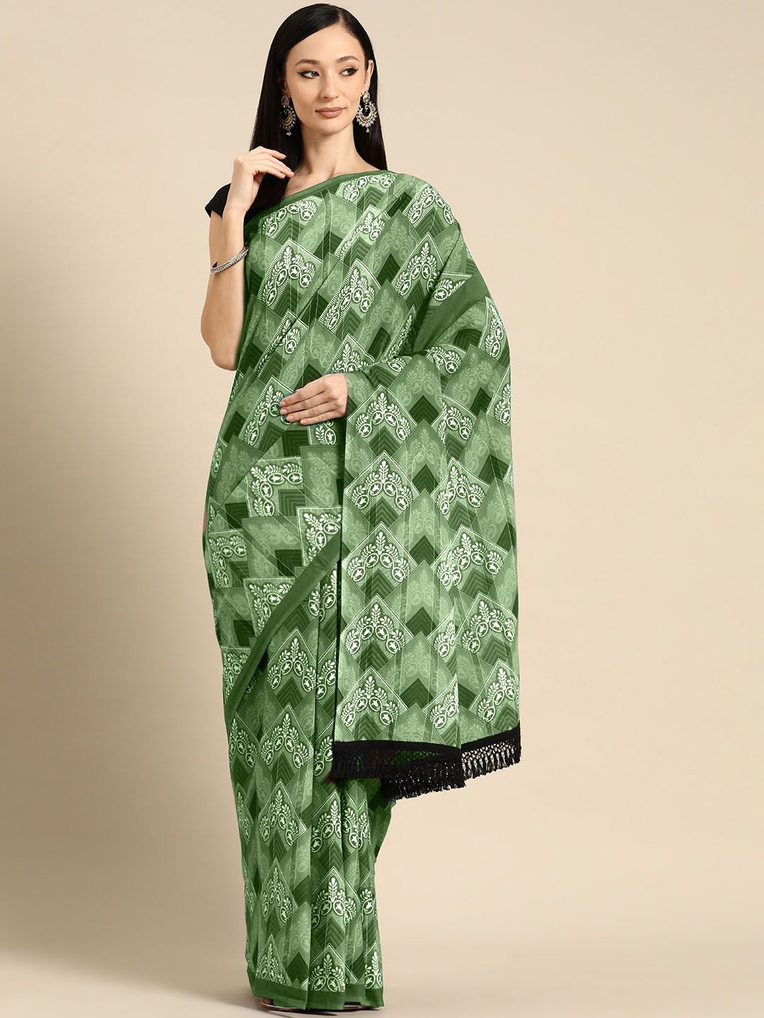 

BUTA BUTI Pure Cotton Saree, Green