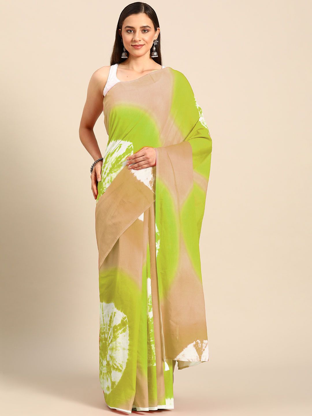 

BUTA BUTI Tie and Dye Pure Cotton Saree, Green