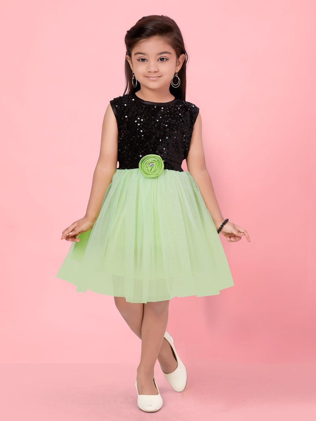 

BAESD Embellished Velvet Fit & Flare Dress, Green