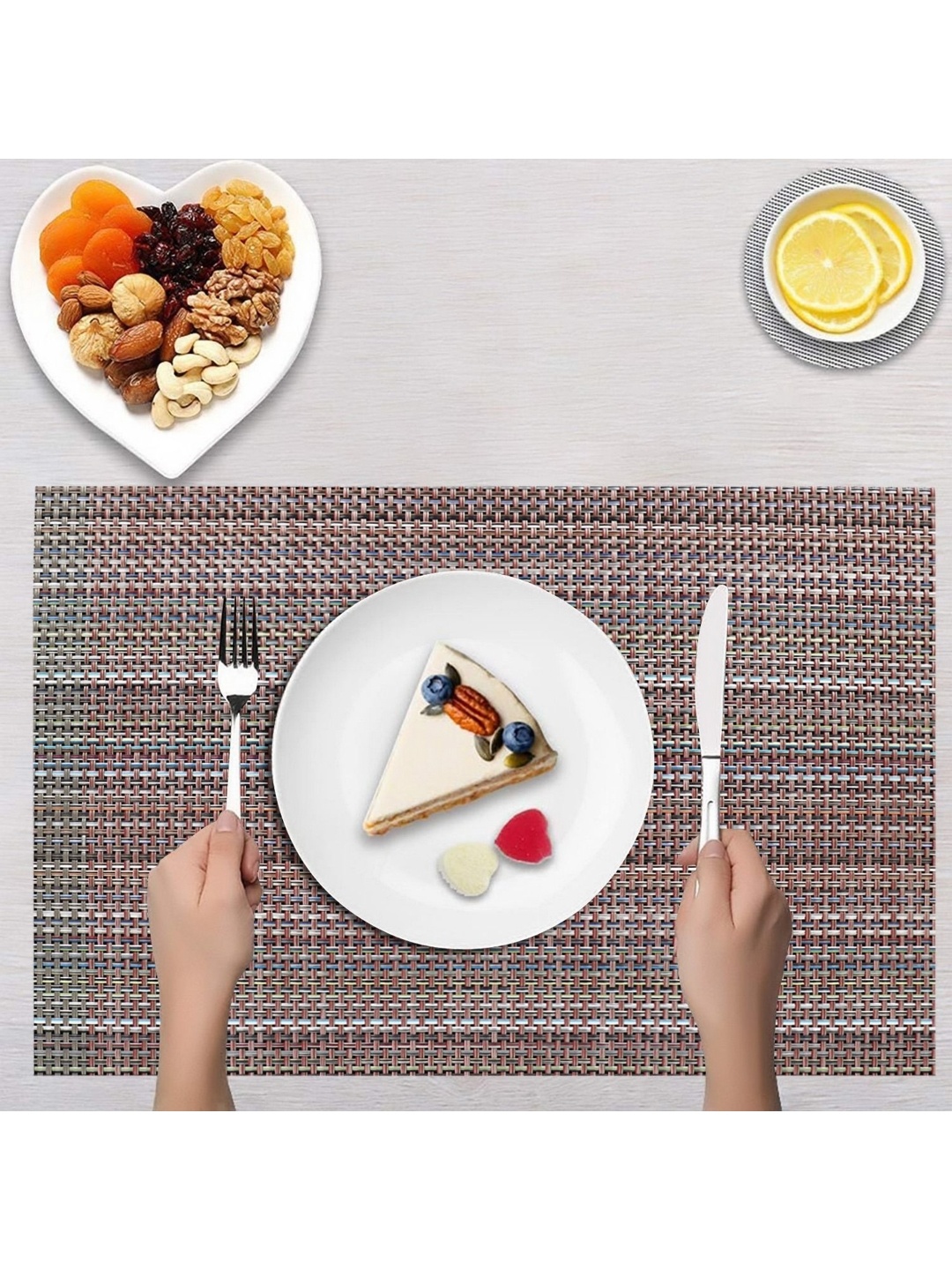 

Dakshya Industries Brown & Blue 2 Pieces Rectangle Table Placemats