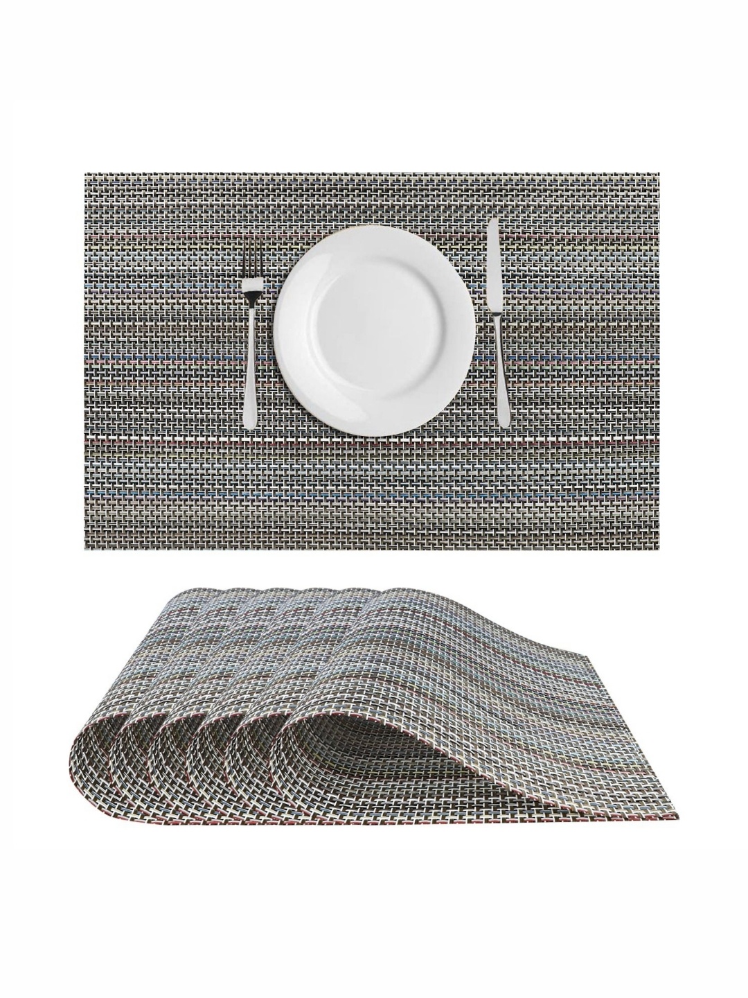 

Dakshya Industries Grey 6 Pieces Textured Table Placemats