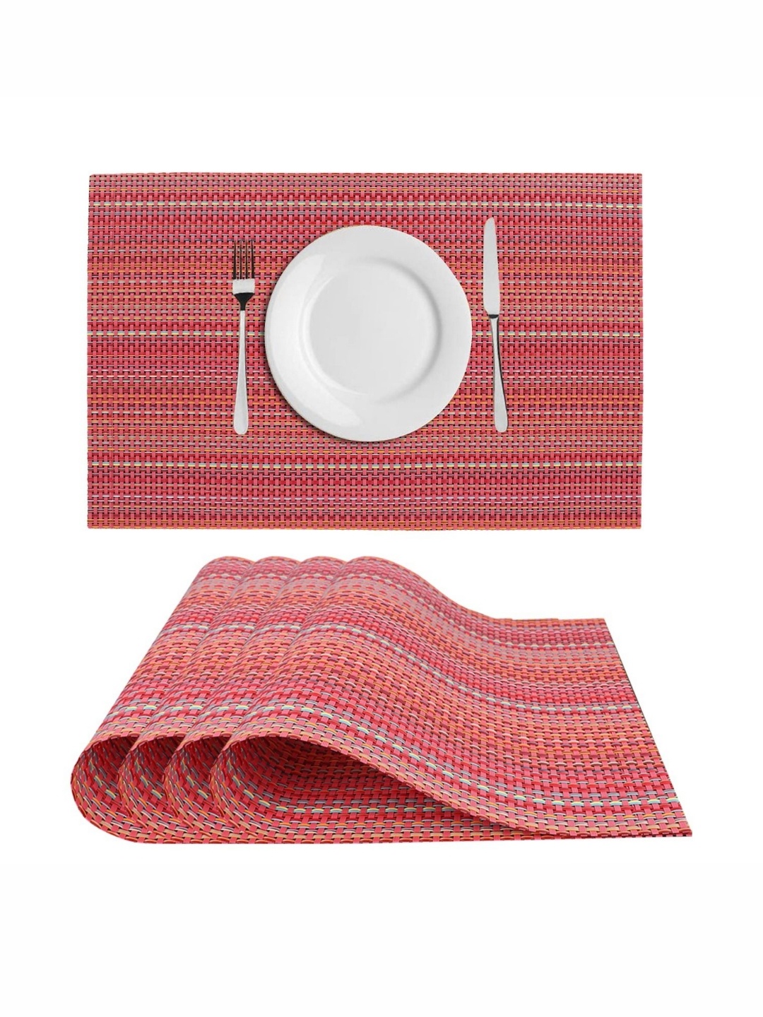 

Dakshya Industries Red 4 Pieces Self Design Rectangle Table Placemats