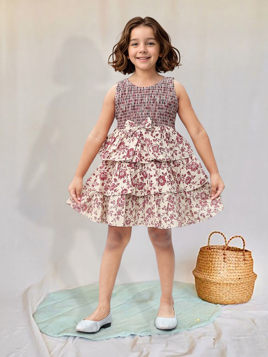 

Toonyport Girls Floral Print Fit & Flare Dress, Rust