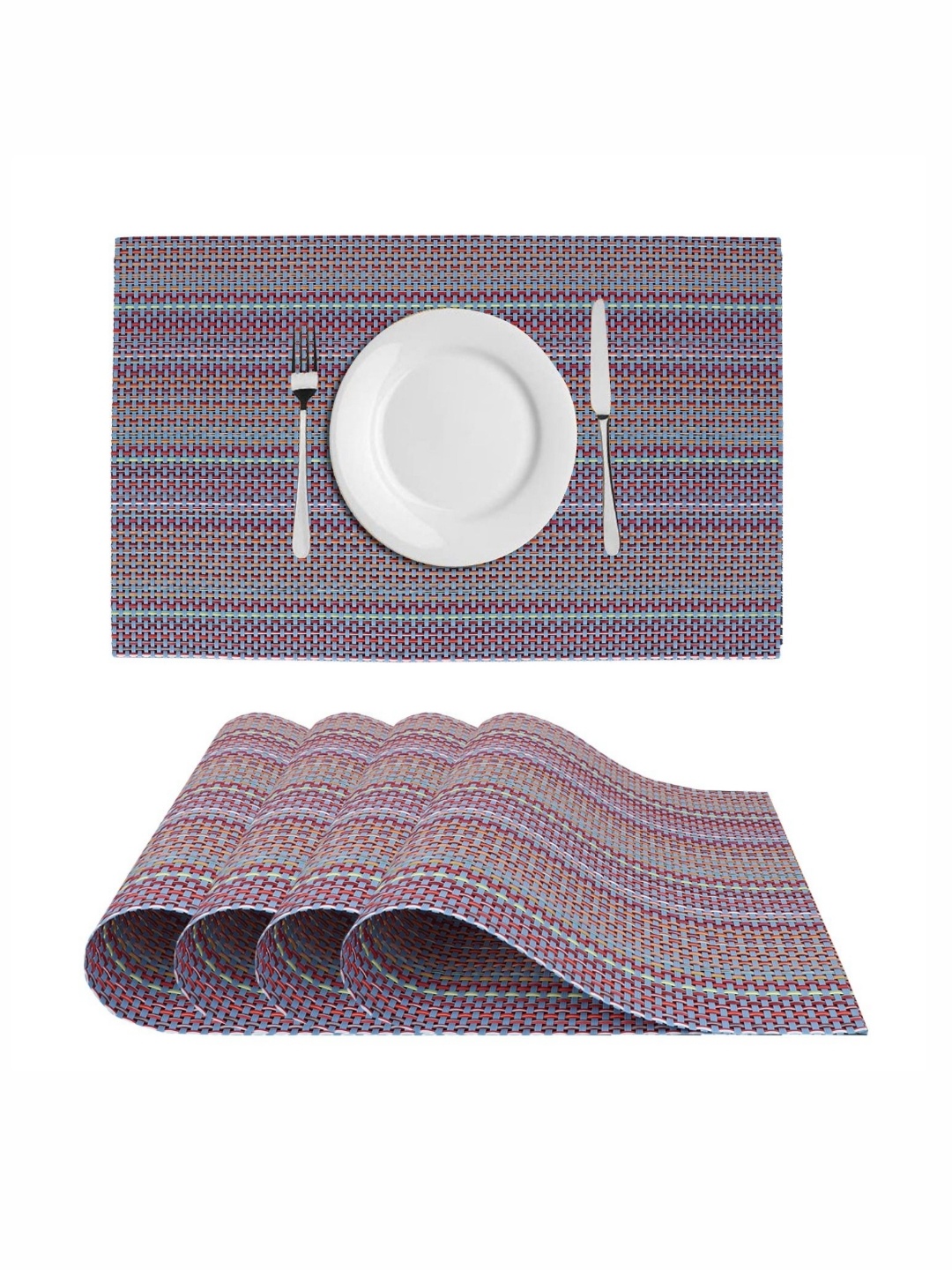 

Dakshya Industries Purple & Blue 4 Pieces Striped Table Placemats