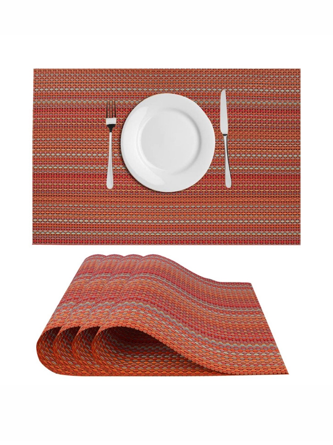 

Dakshya Industries Maroon & Red 4 Pieces Striped Table Placemats