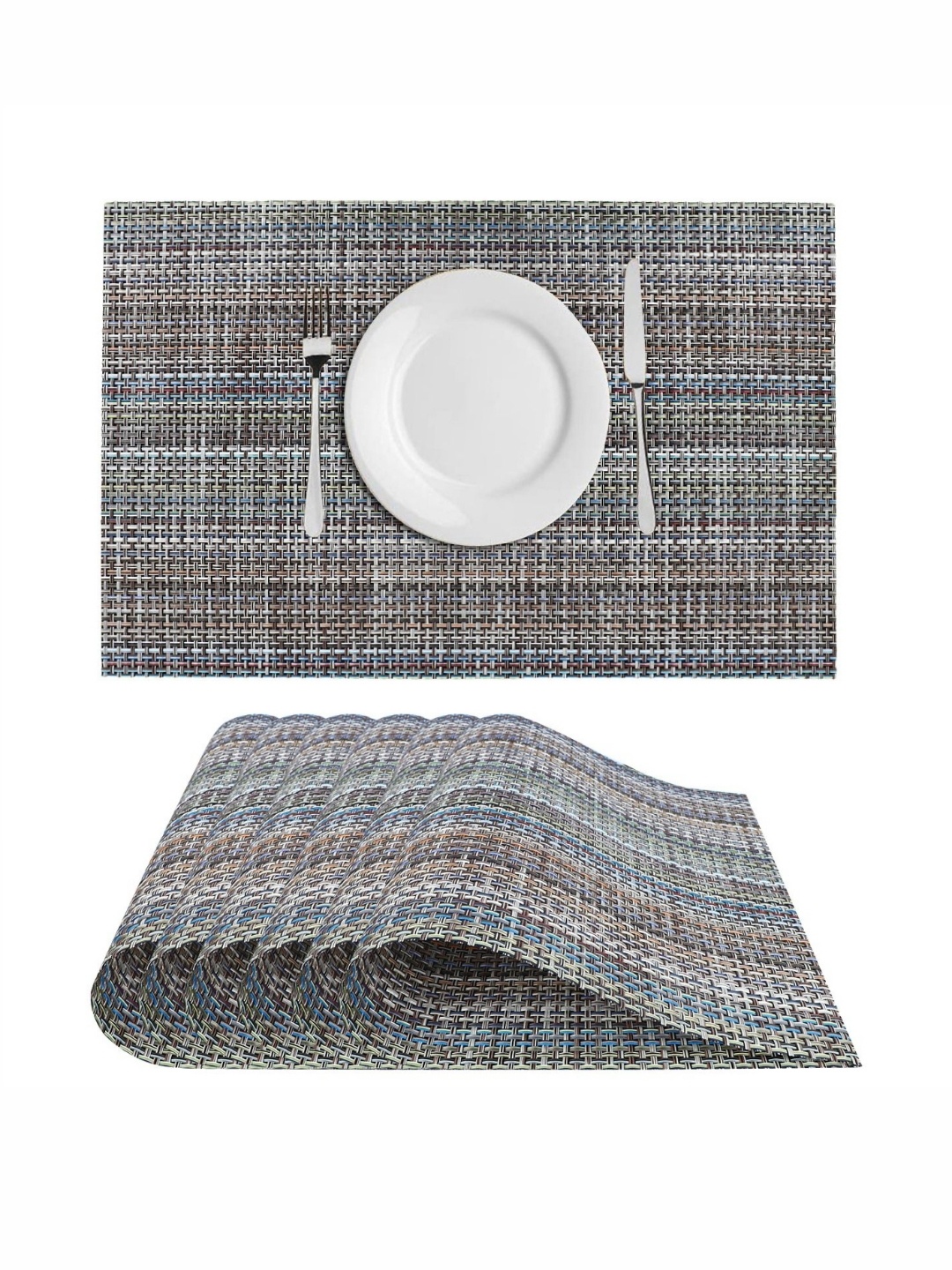 

Dakshya Industries Grey 6 Pieces Textured Table Placemats