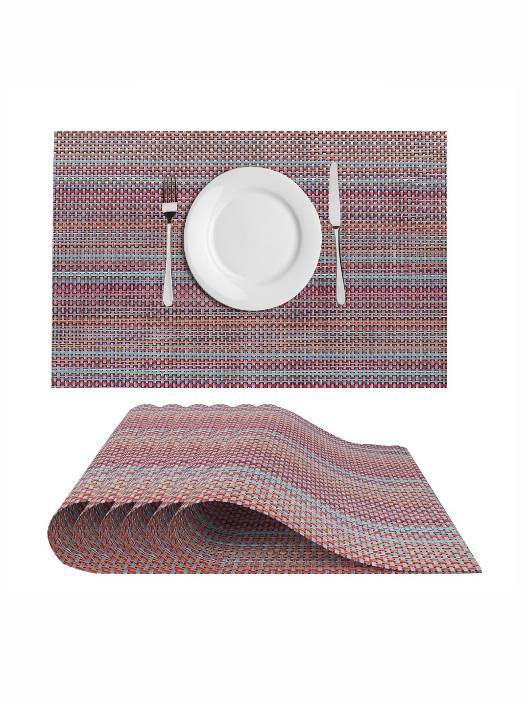 

Dakshya Industries Purple & Red 6 Pieces Striped Table Placemats