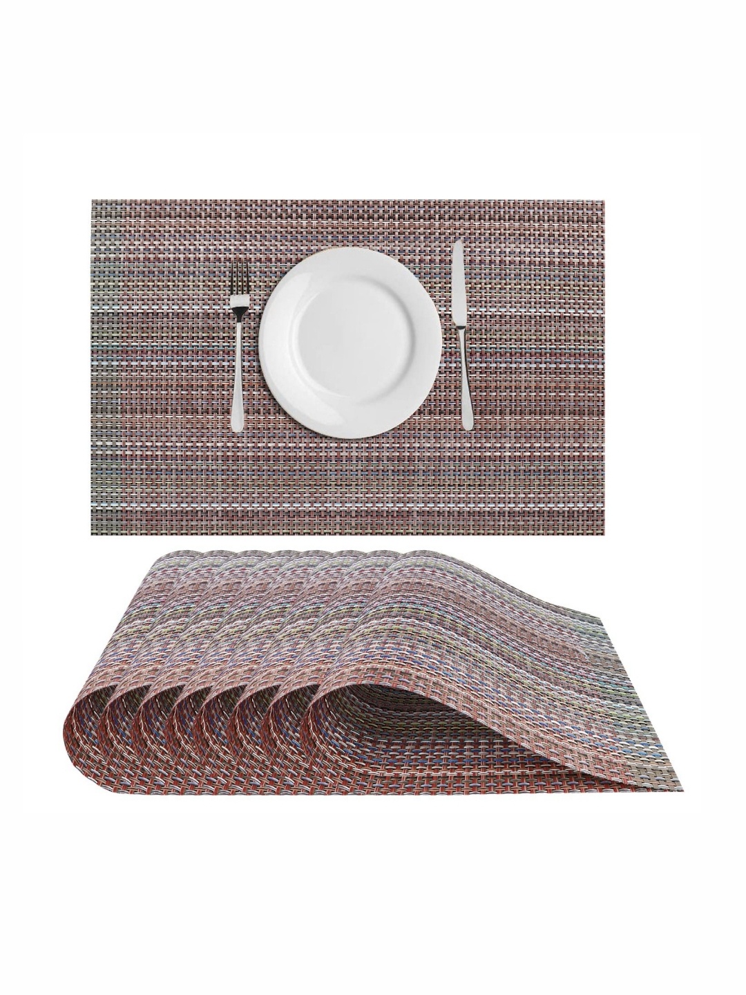 

Dakshya Industries Brown & White 8 Pieces Striped Table Placemats