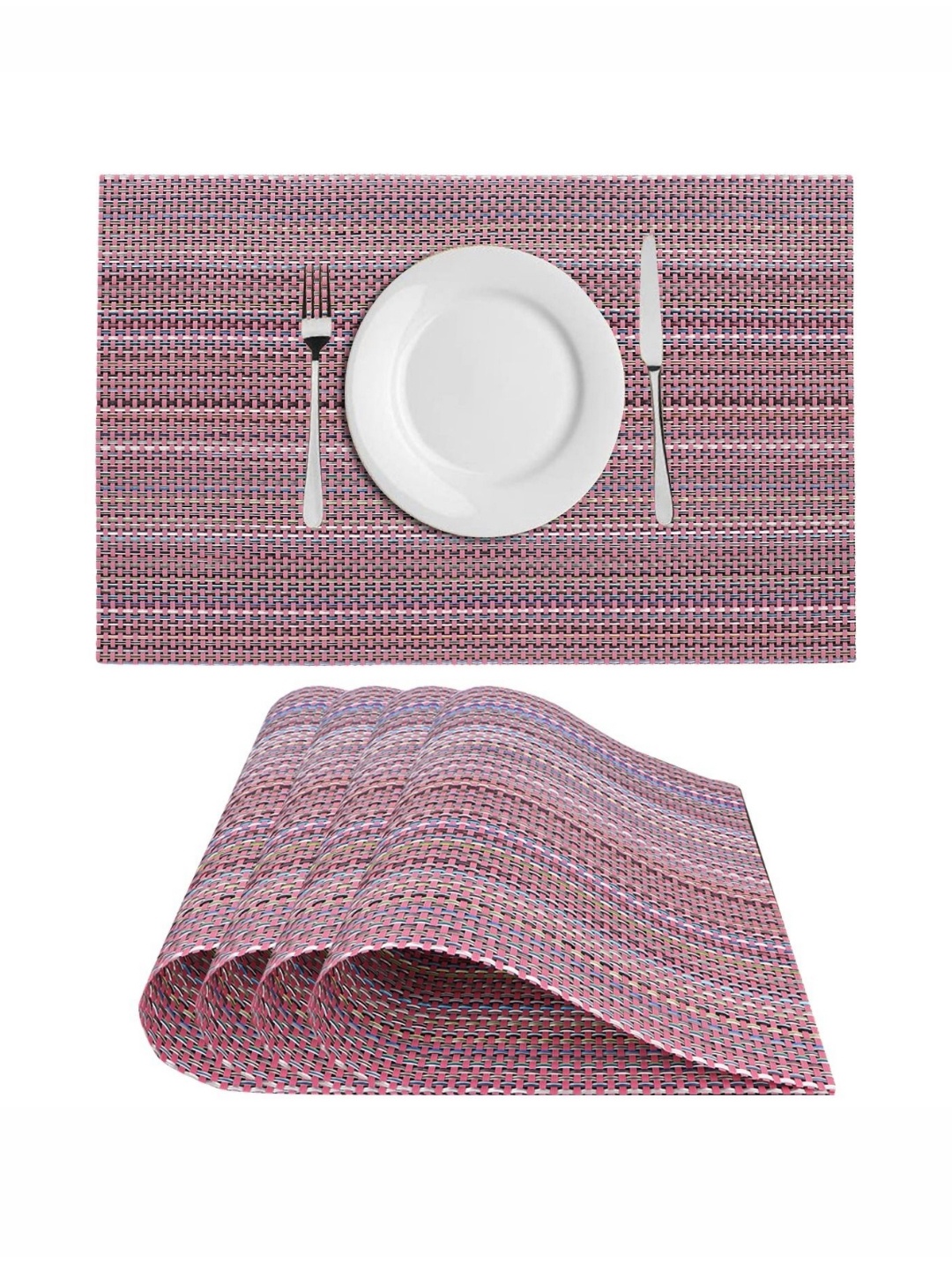 

Dakshya Industries Brown & Red 4 Pieces Striped Table Placemats