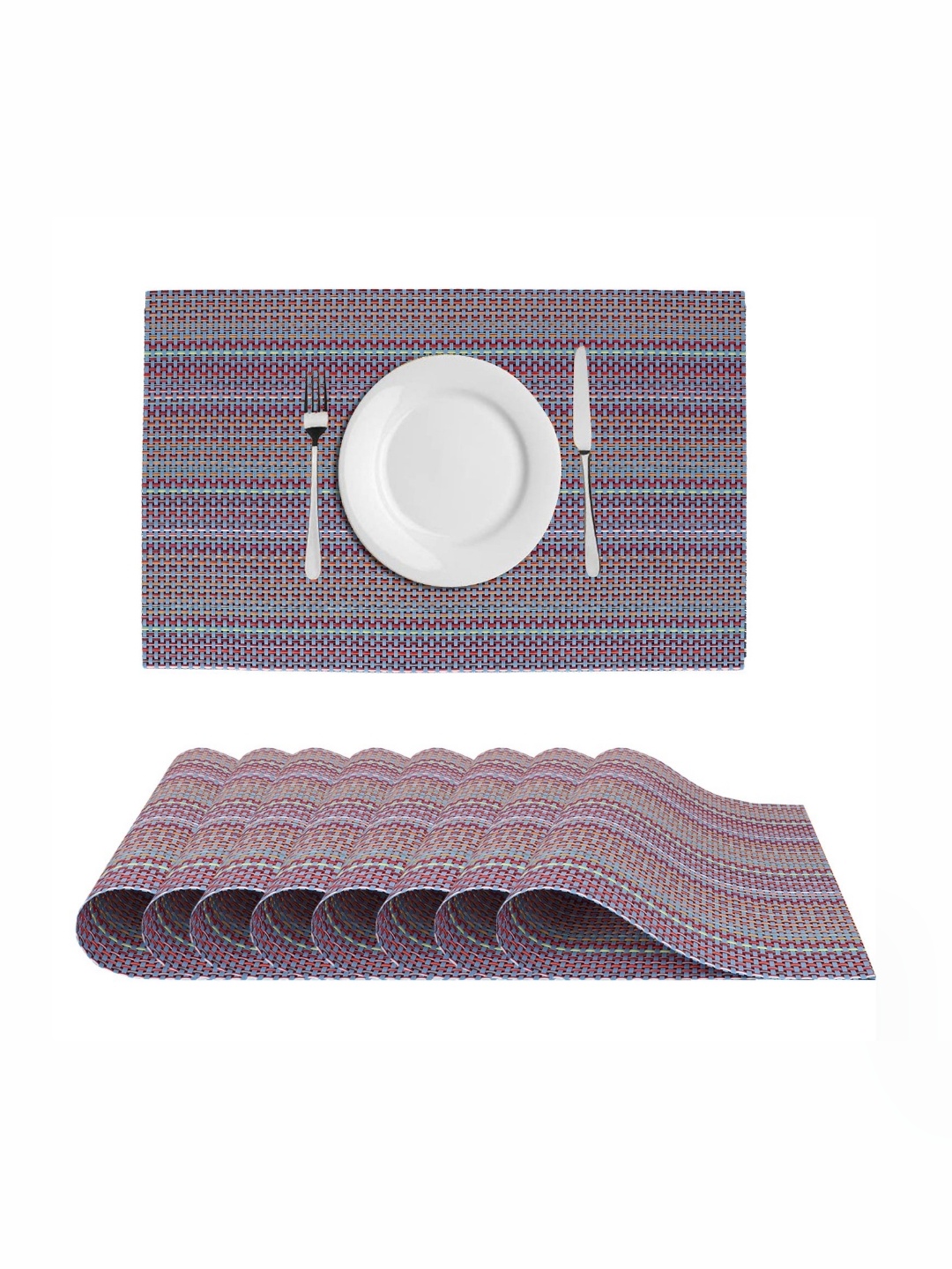 

Dakshya Industries Purple & Red 8 Pieces Striped Table Placemats