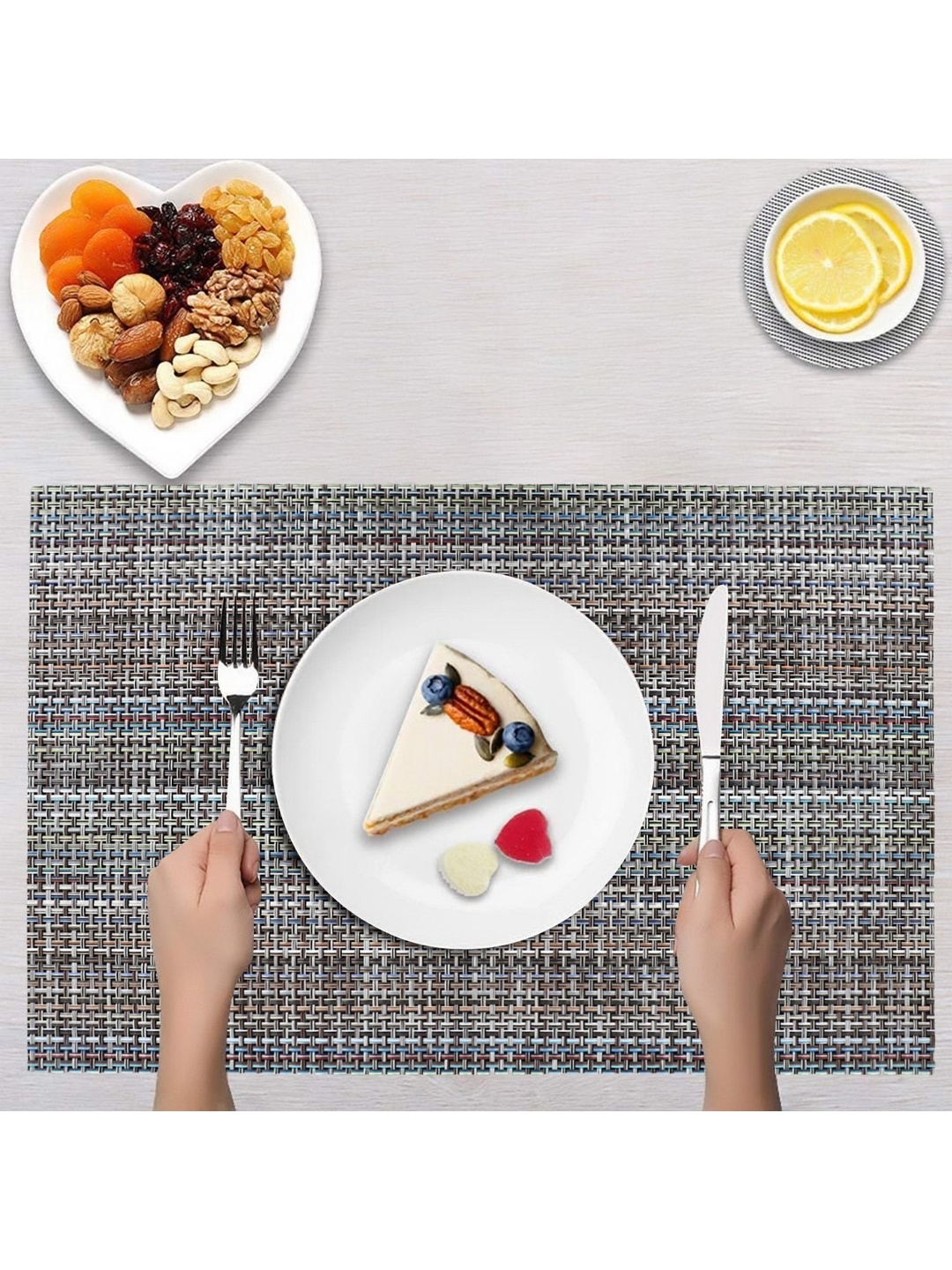 

Dakshya Industries Grey & White 2 Pieces Rectangle Table Placemats
