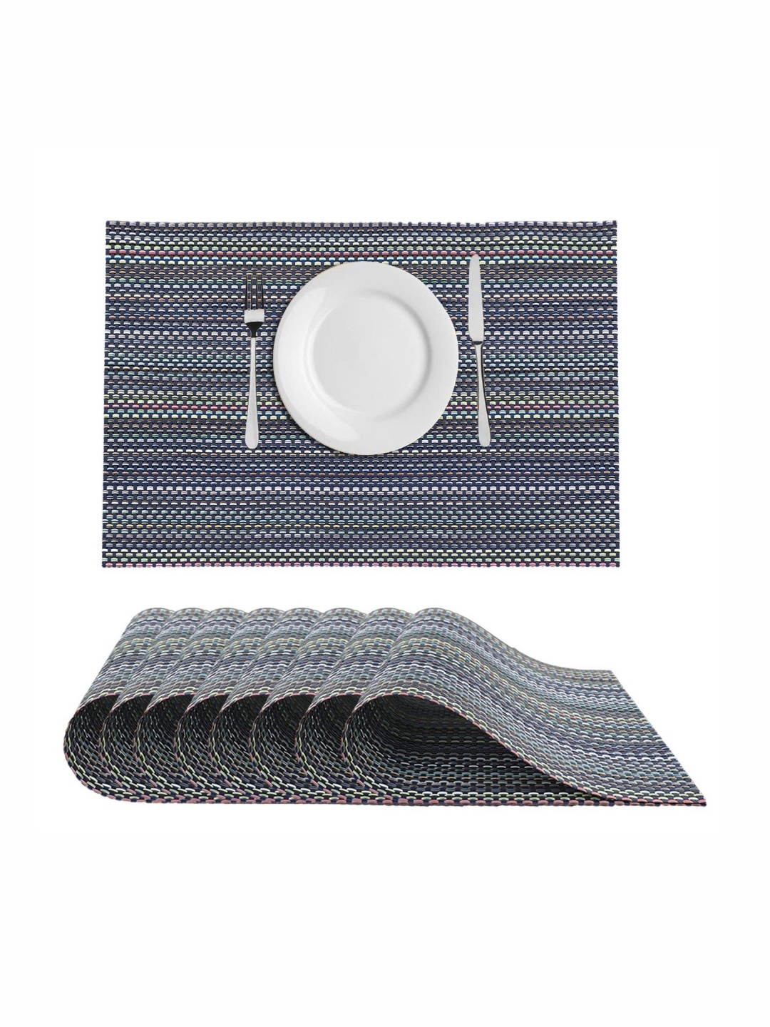 

Dakshya Industries Grey 8 Pieces Textured Table Placemats