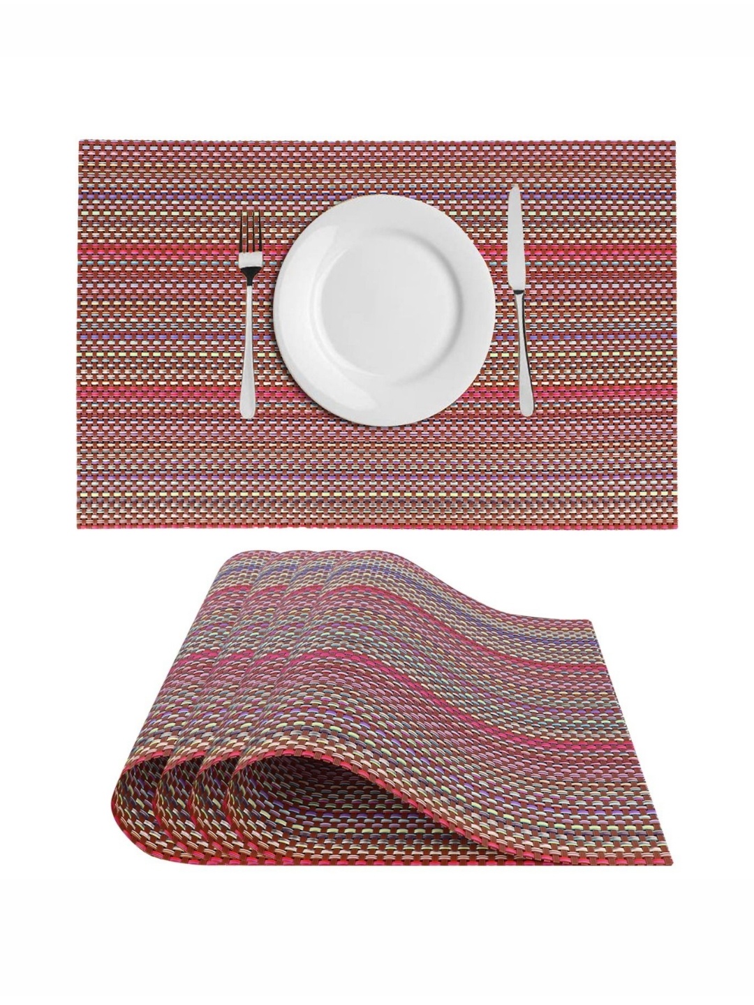 

Dakshya Industries Maroon Stripped Rectangle Table Placemats
