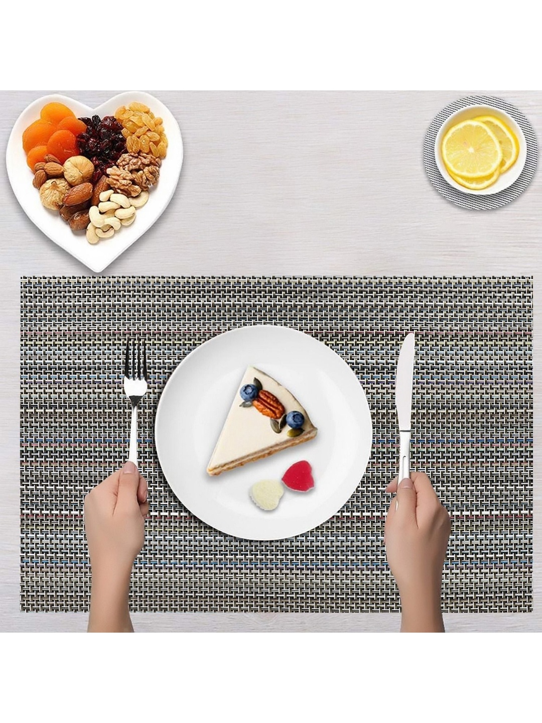 

Dakshya Industries Grey & Green 2 Pieces Striped Table Placemats