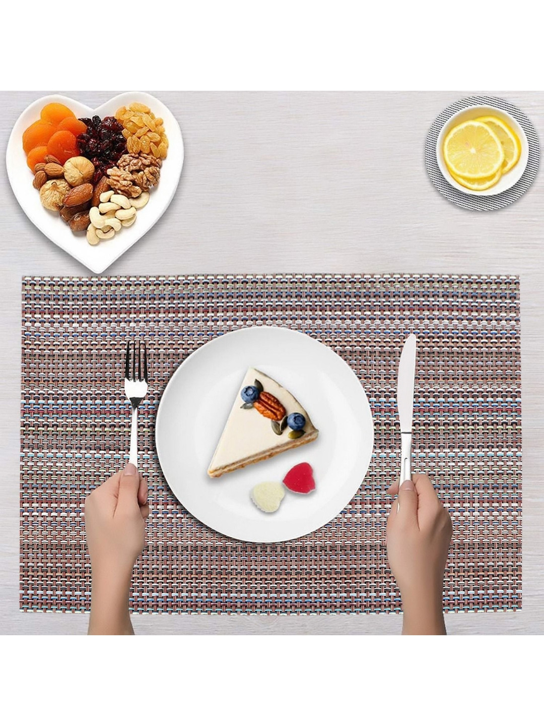

Dakshya Industries Brown & White 2 Pieces Striped Table Placemats