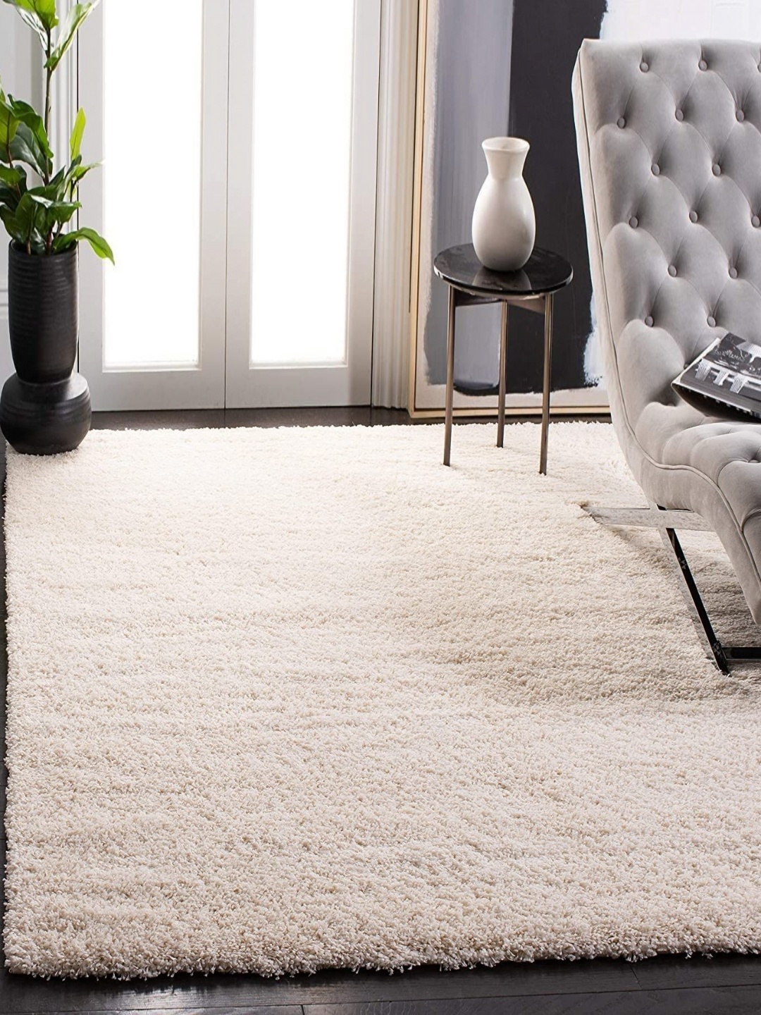 

Banchmark Home Furnishings Cream Anti Skid Shaggy Carpet