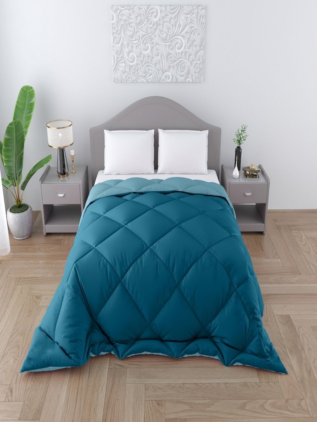 

CHICERY Blue Geometric 200 GSM Heavy Winter Single Bed Comforter