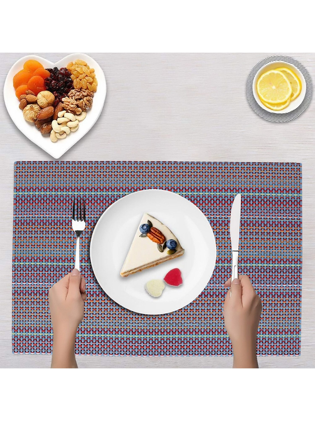 

Dakshya Industries Purple & Green 2 Pieces Striped Rectangle Shape Table Placemats