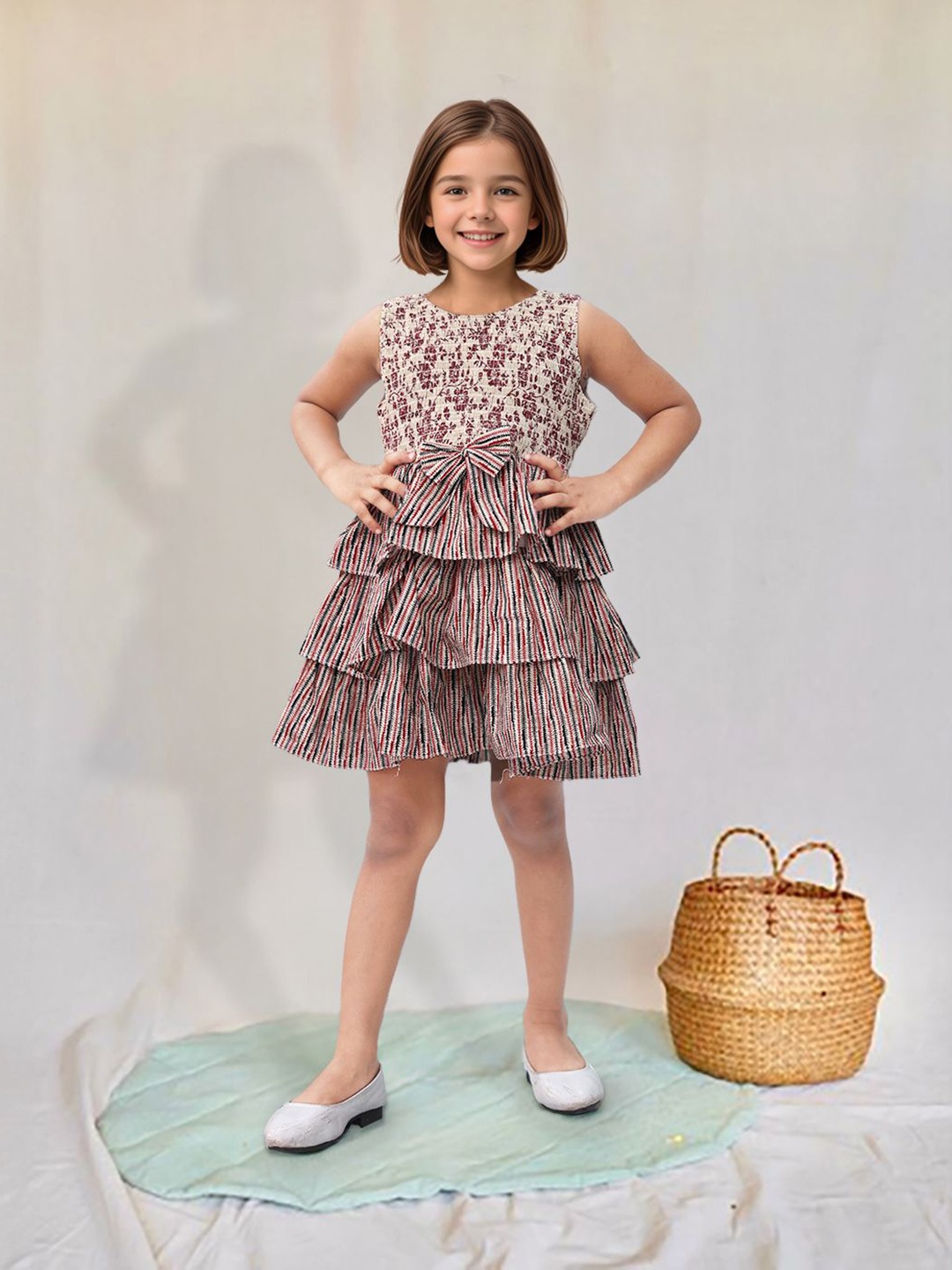 

Toonyport Girls Printed Fit and Flare Dress, Rust