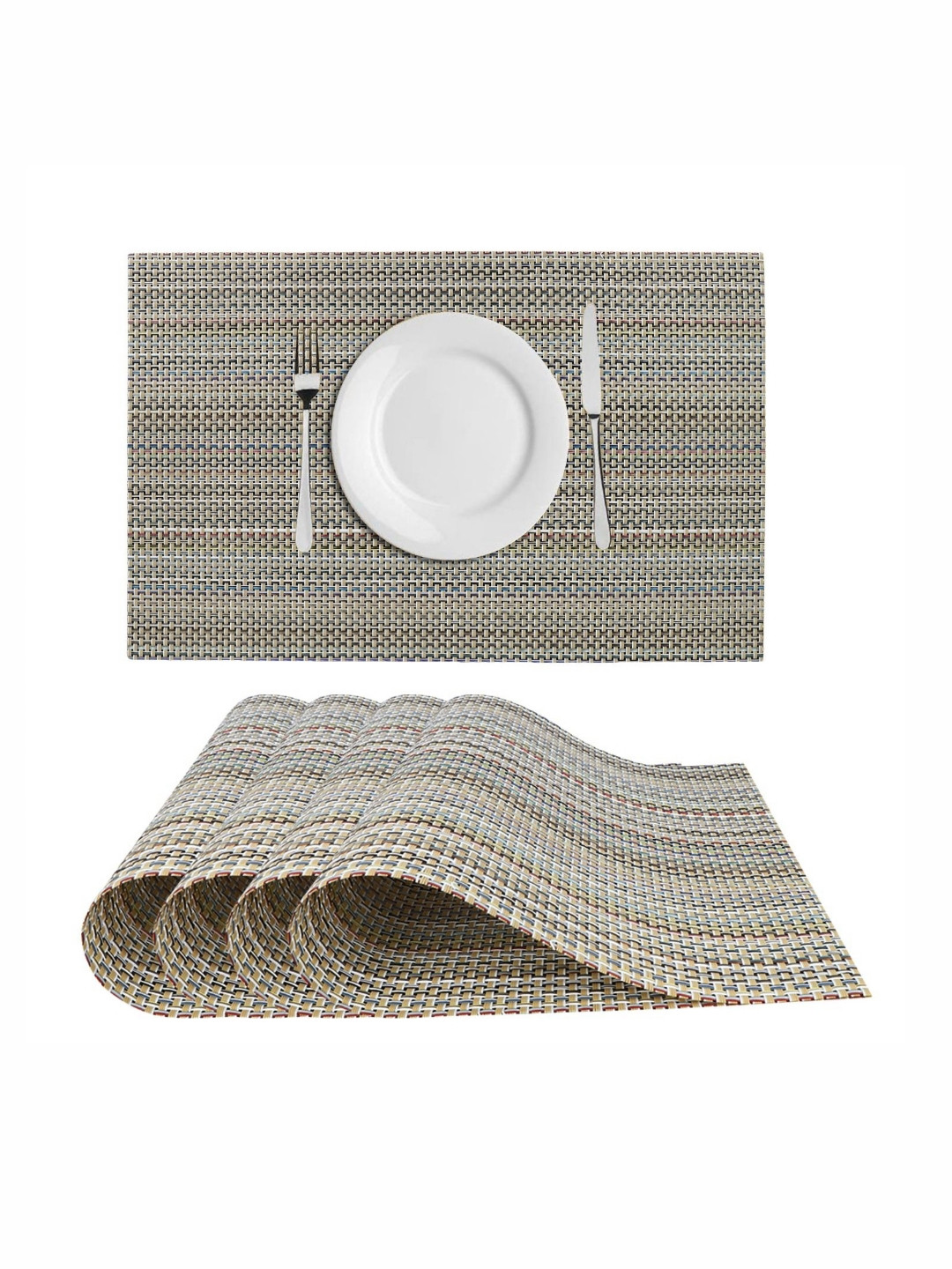 

Dakshya Industries Gold Toned 4 Pieces Self Design Rectangle Table Placemats
