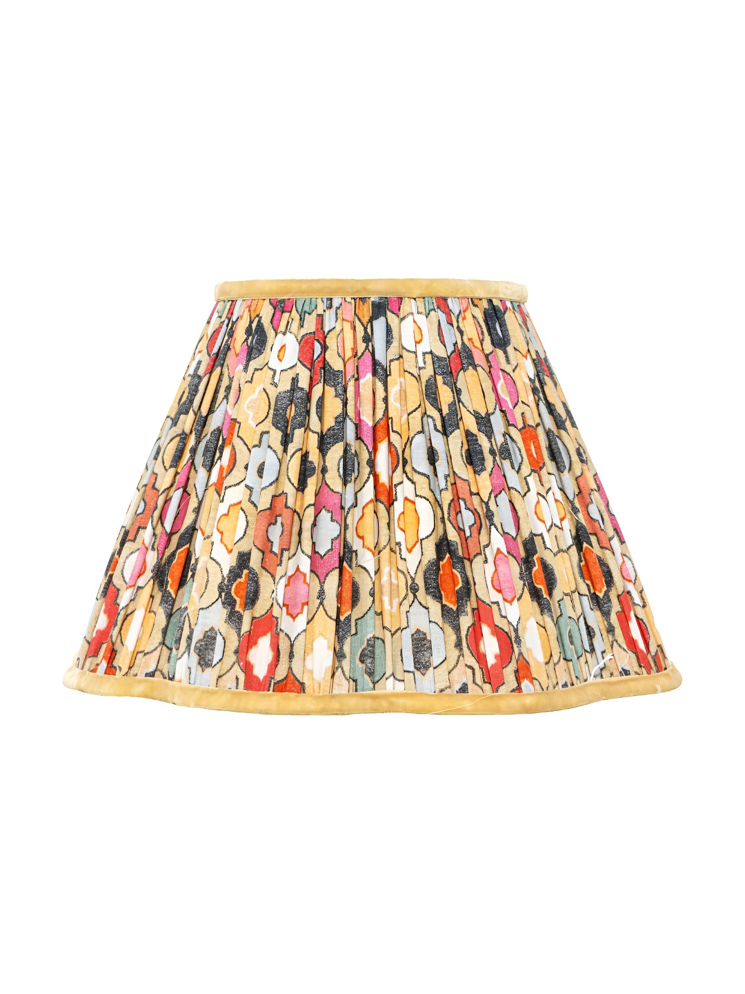 

Lampenschirm India White Printed Cotton Contemporary Frustum Shaped Table Lamp Shade