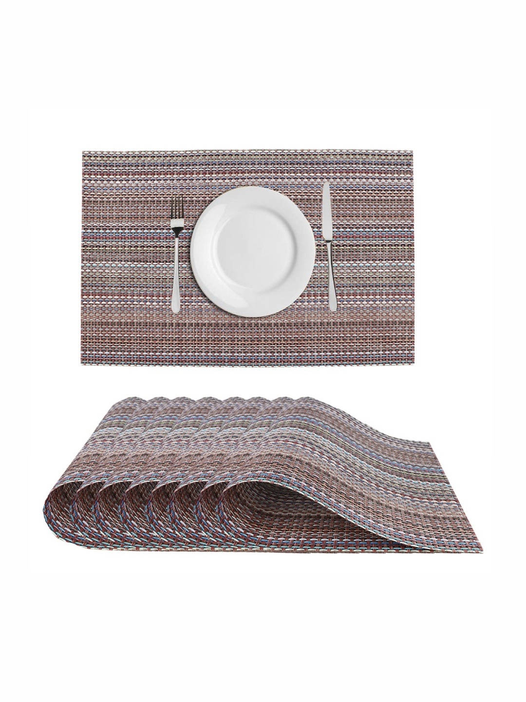 

Dakshya Industries Brown 8 Pieces Striped Rectangle Table Placemats