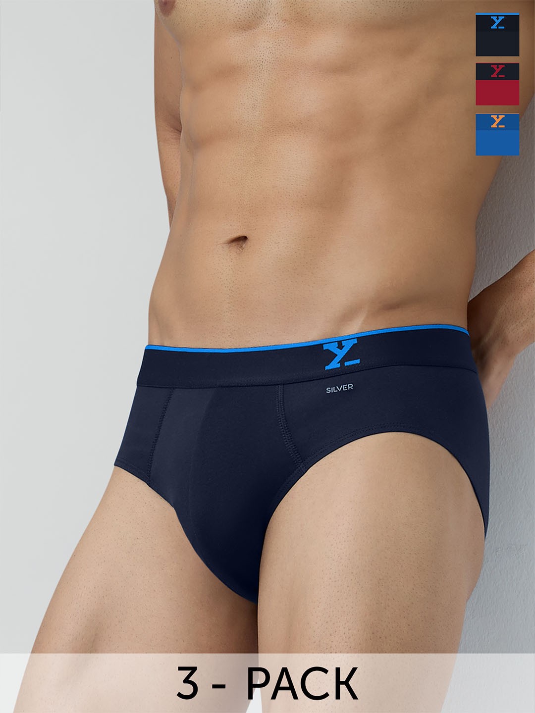 

XYXX Men Pack Of 3 Traq Solid Deo-Soft Cotton Anti microbial Basic Briefs XYBRF3PCKN531_, Blue