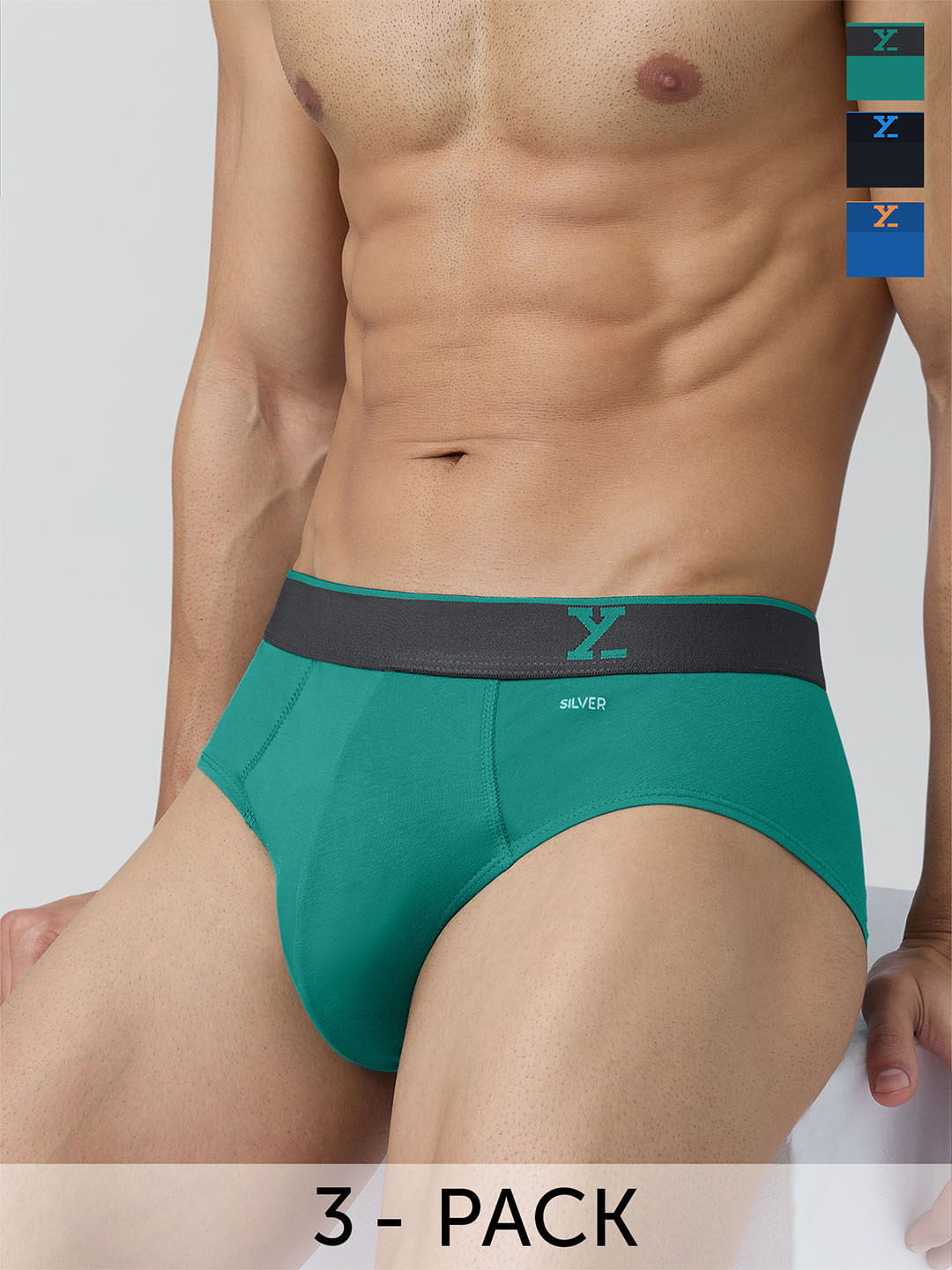 

XYXX Men Pack Of 3 Traq Anti microbial Basic Briefs, Blue