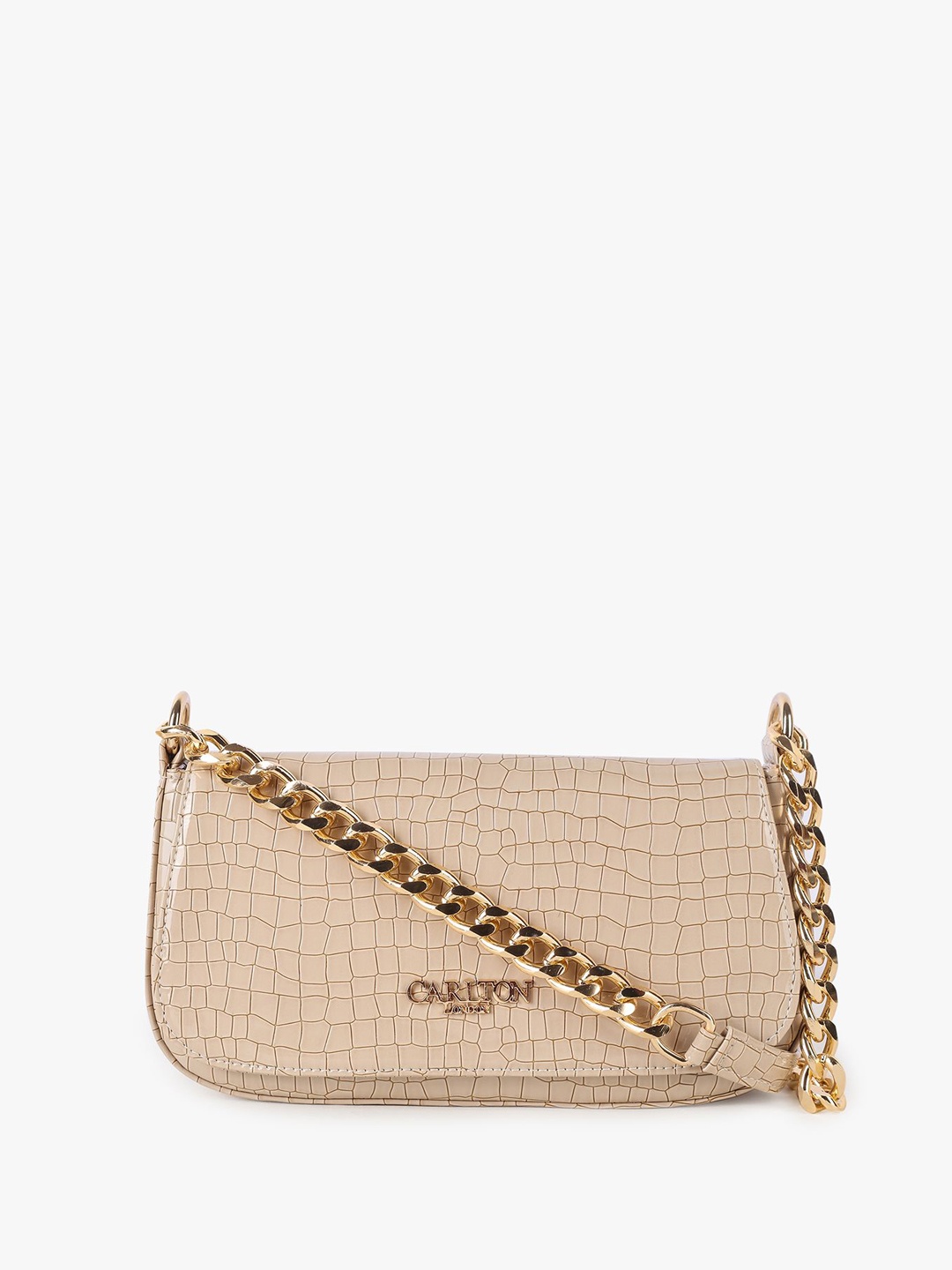 

Carlton London Women Textured Structured Sling Bag, Beige