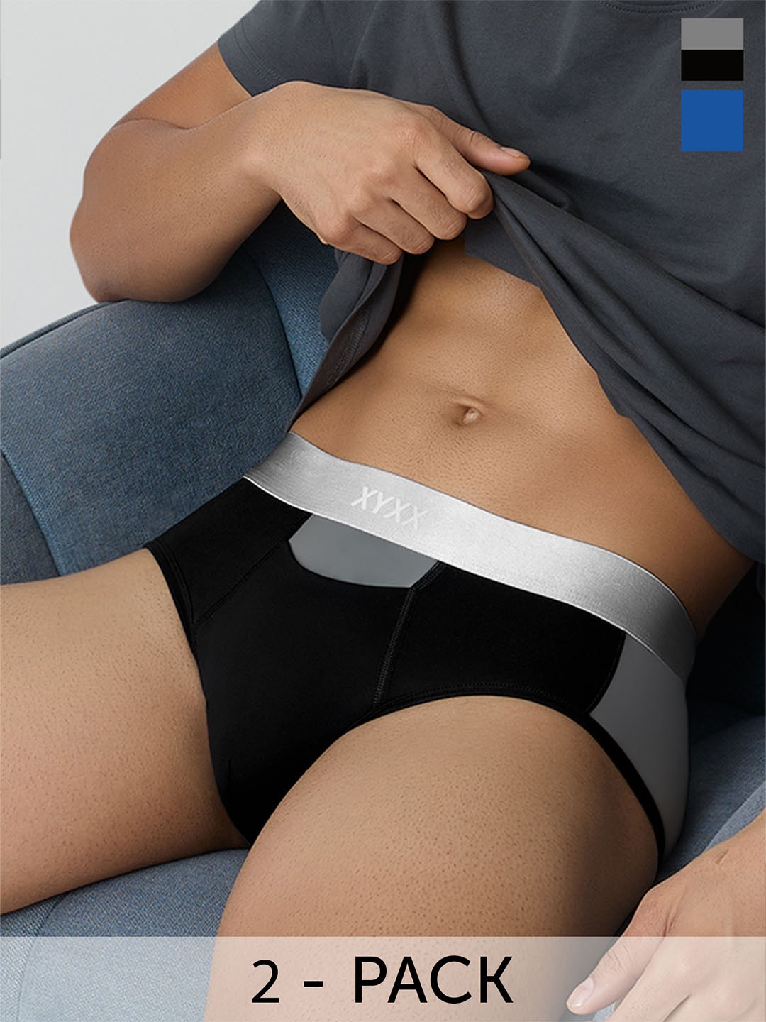 

XYXX Men IntelliSoft Antimicrobial Micro Modal Pack of 2 Illuminati Briefs XYBRF2PCKN282, Blue