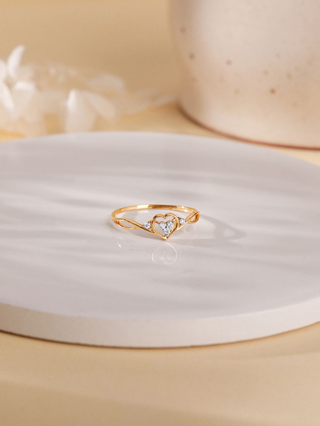 

GIVA 14K Yellow Gold Warm Love Delights Diamond Ring