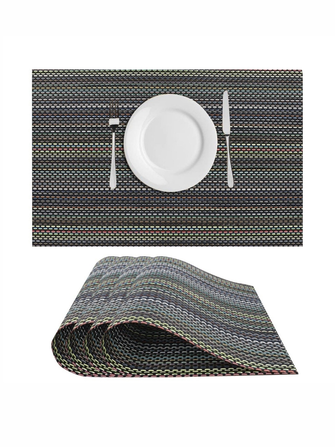 

LooMantha Green 4 Pieces Striped Table Placemats