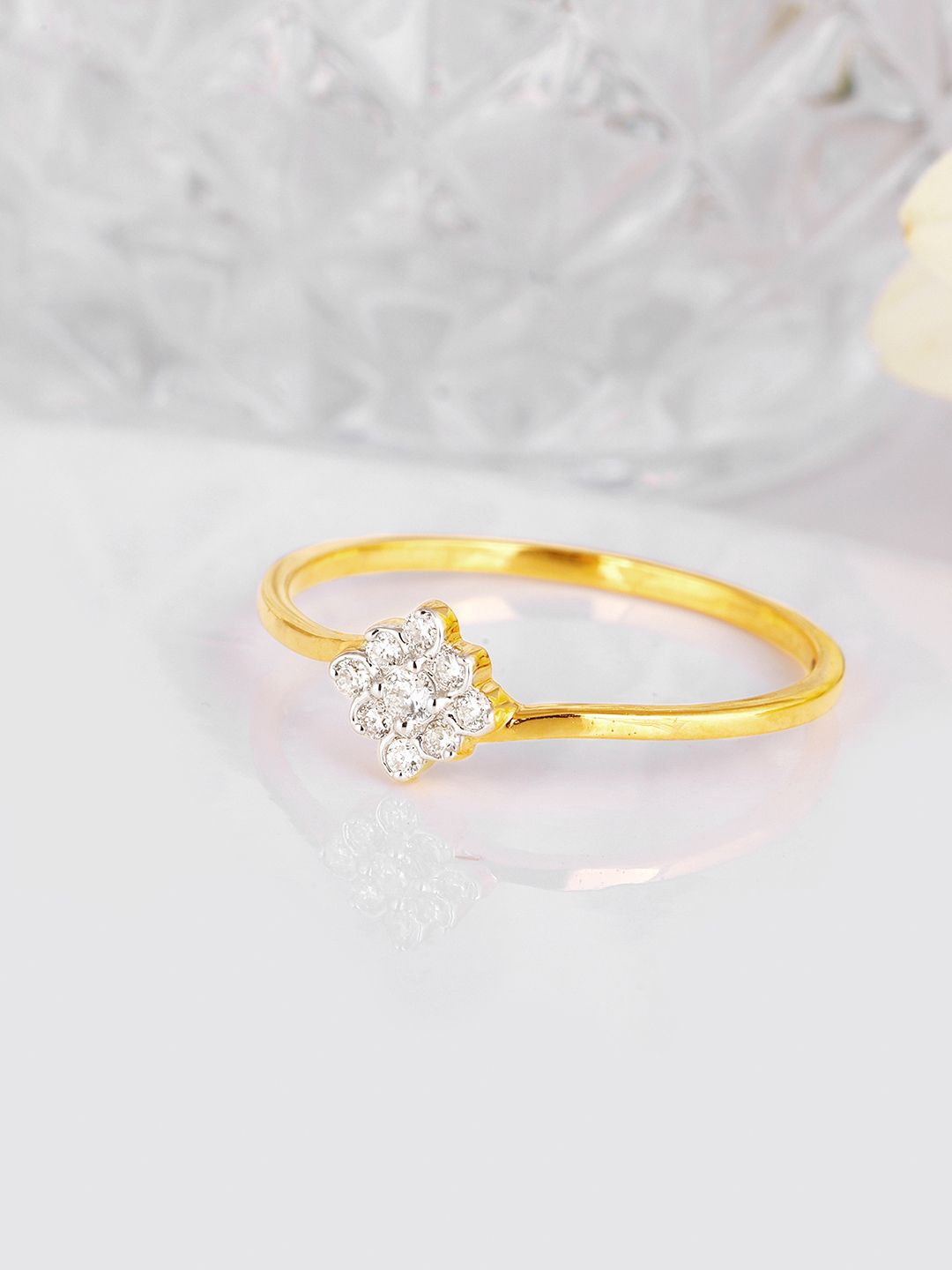 

GIVA Yellow Gold Beauty In Elegance Plated Diamond Stone Studded Finger Ring