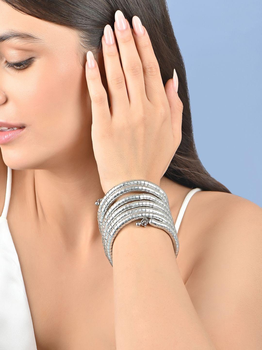 

ToniQ Silver-Plated Spiral Wraparound Bracelet