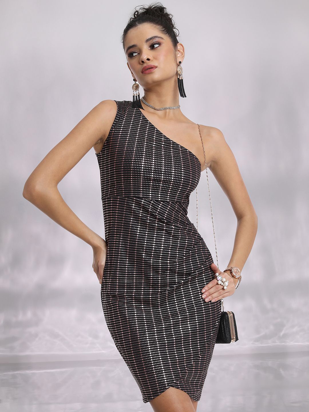 

Tokyo Talkies One Shoulder Bodycon Mini Dress, Black