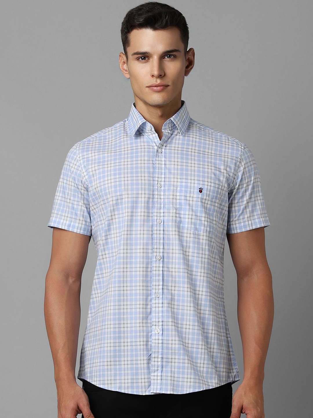 

Louis Philippe Sport Men Checked Slim Fit Opaque Casual Shirt, Blue