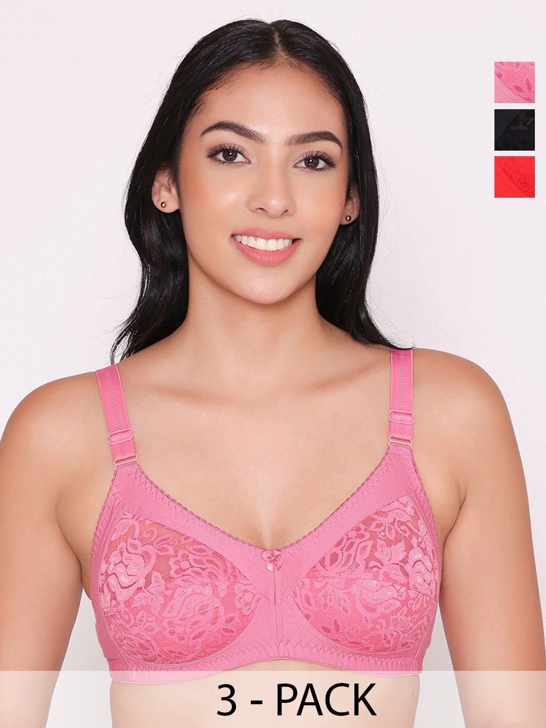 

INKURV Women Cotton Full Coverage Everyday Bra, Red