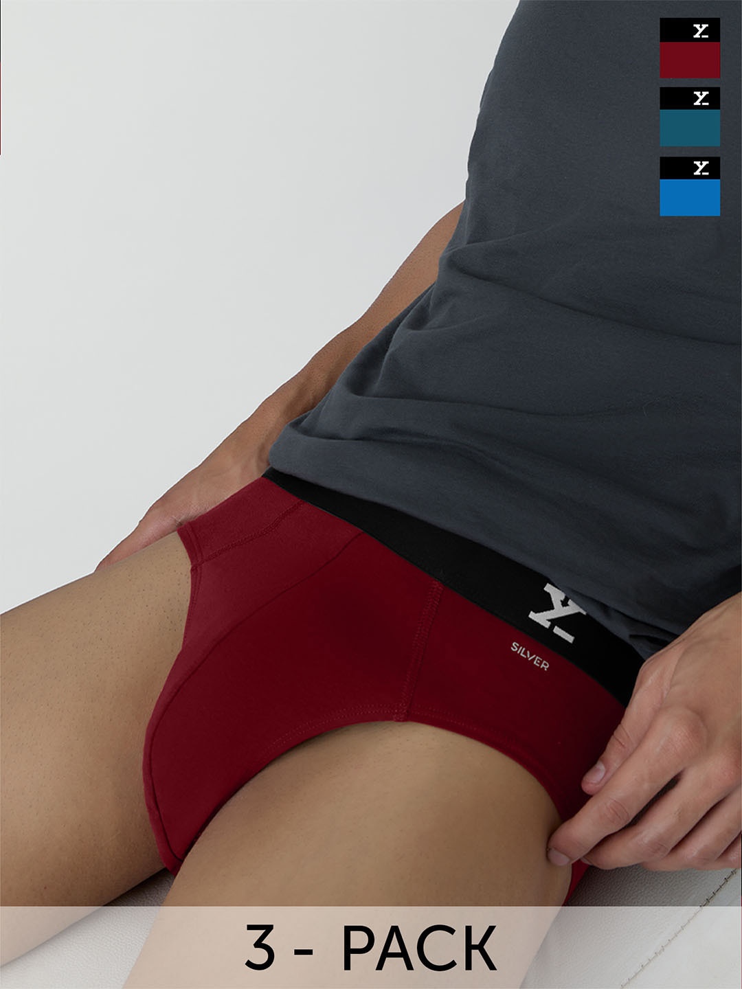 

XYXX Men Pack Of 3 Aero Super Combed Cotton Briefs XYBRF3PCKN521, Maroon