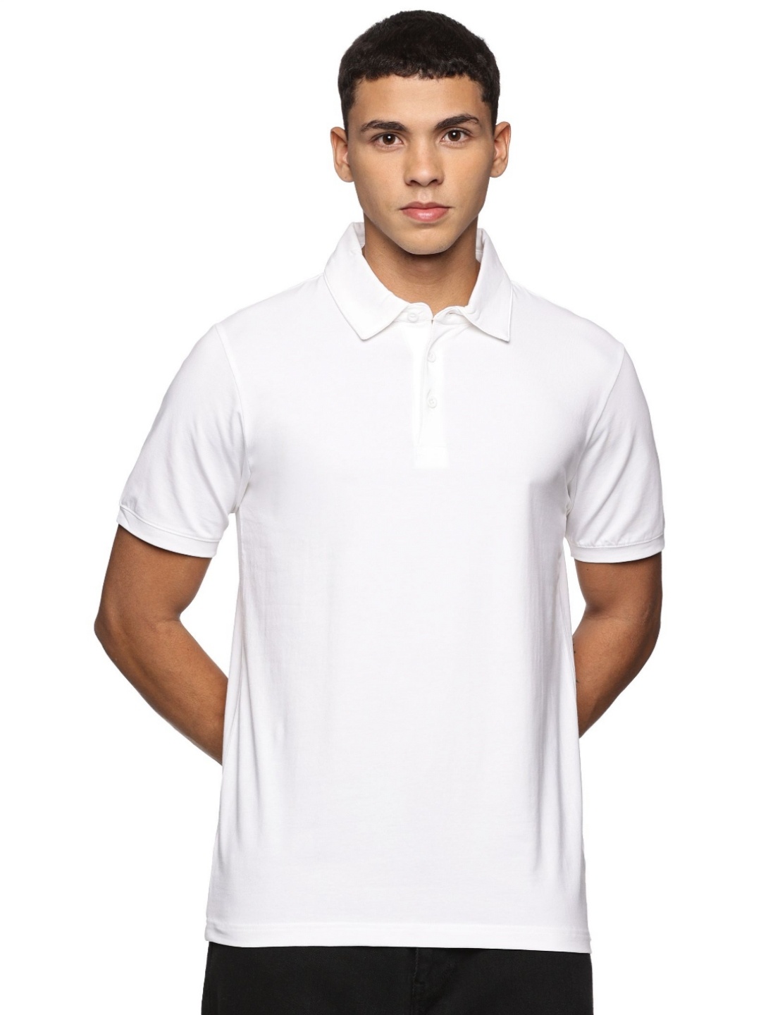 

THIRD QUADRANT Men Solid Polo Collar Cotton Oversized T-shirt, White