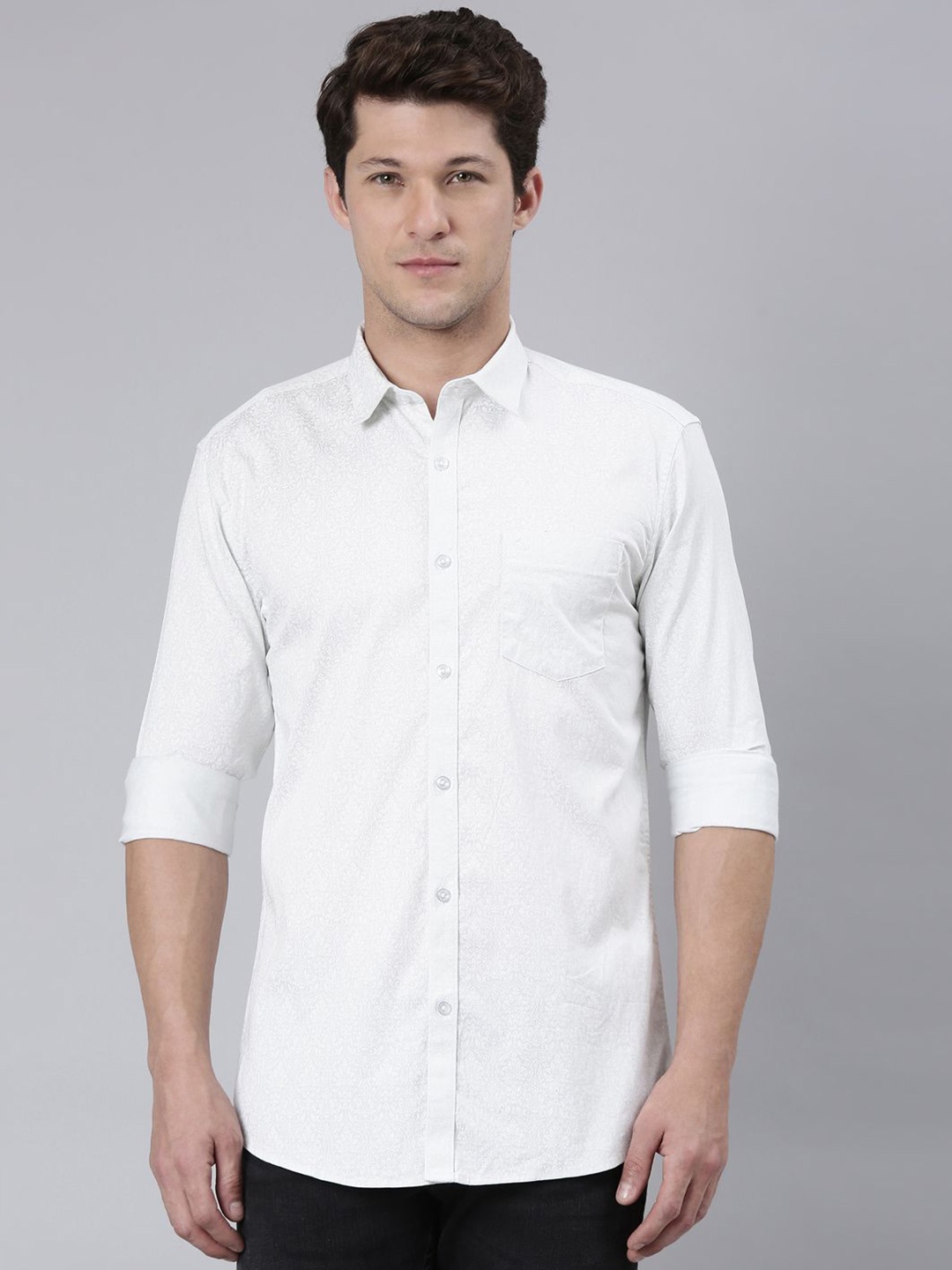 

Classic Polo Men India Slim Cotton Slim Fit Casual Shirt, Off white