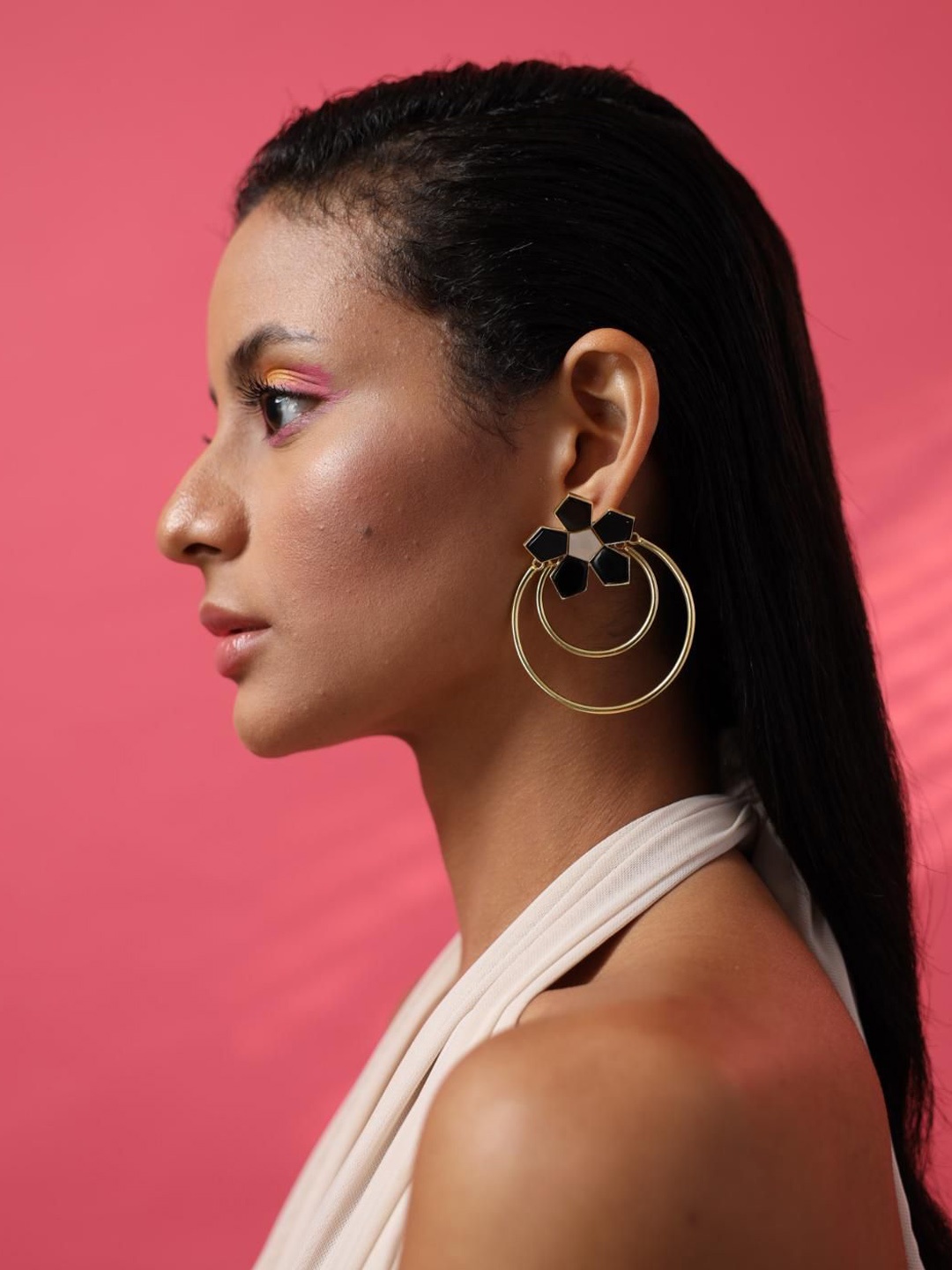 

Varnika Arora Gold-Plated Geometric Mother of Pearl Drop Earrings