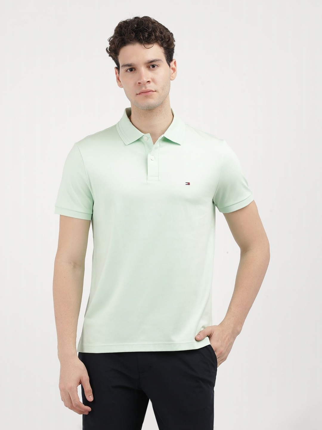 

Tommy Hilfiger Men Solid Polo Collar Cotton T-shirt, Green