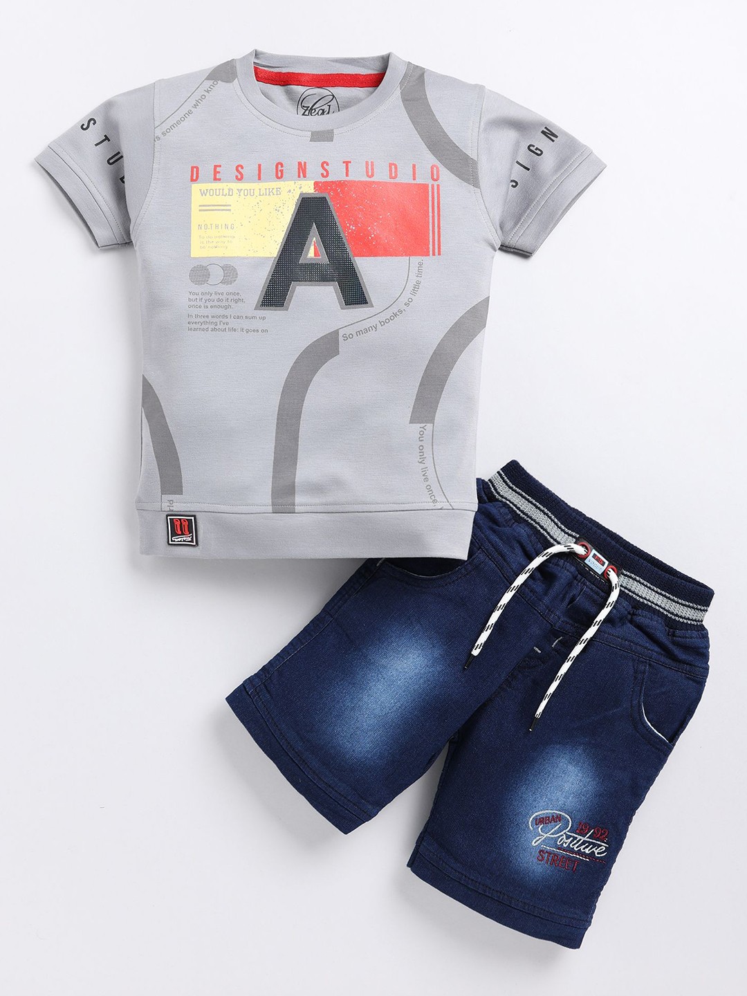 

Zeal Boys Typography Printed Pure Cotton T-shirt with Shorts, Blue