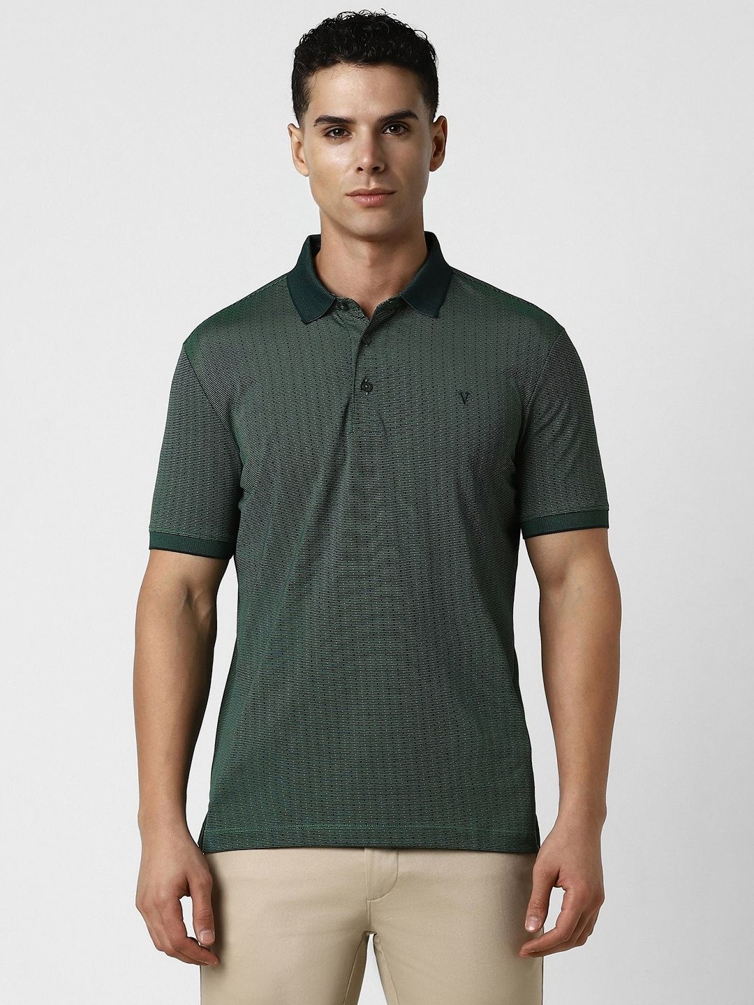 

Van Heusen Men Abstract Printed Polo Collar Cotton T-shirt, Green