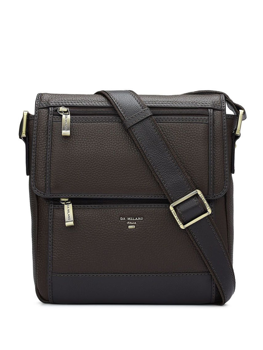 

Da Milano Men Textured Messenger Bag, Brown