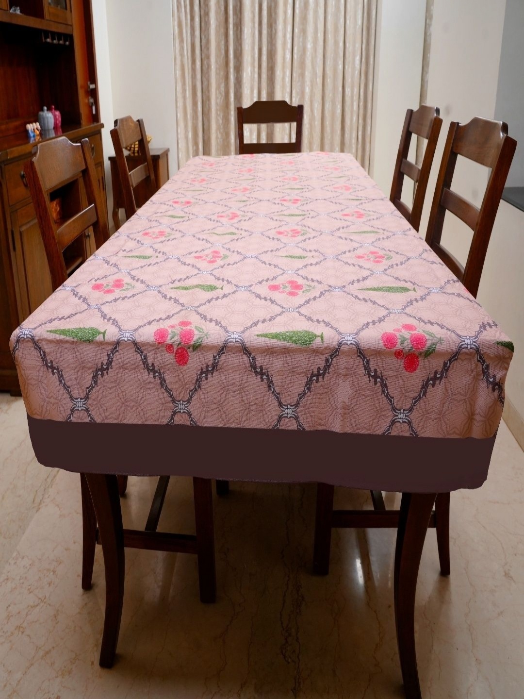 

homewards Beige Ethnic Motifs 6-Seater Rectangle Table Cover