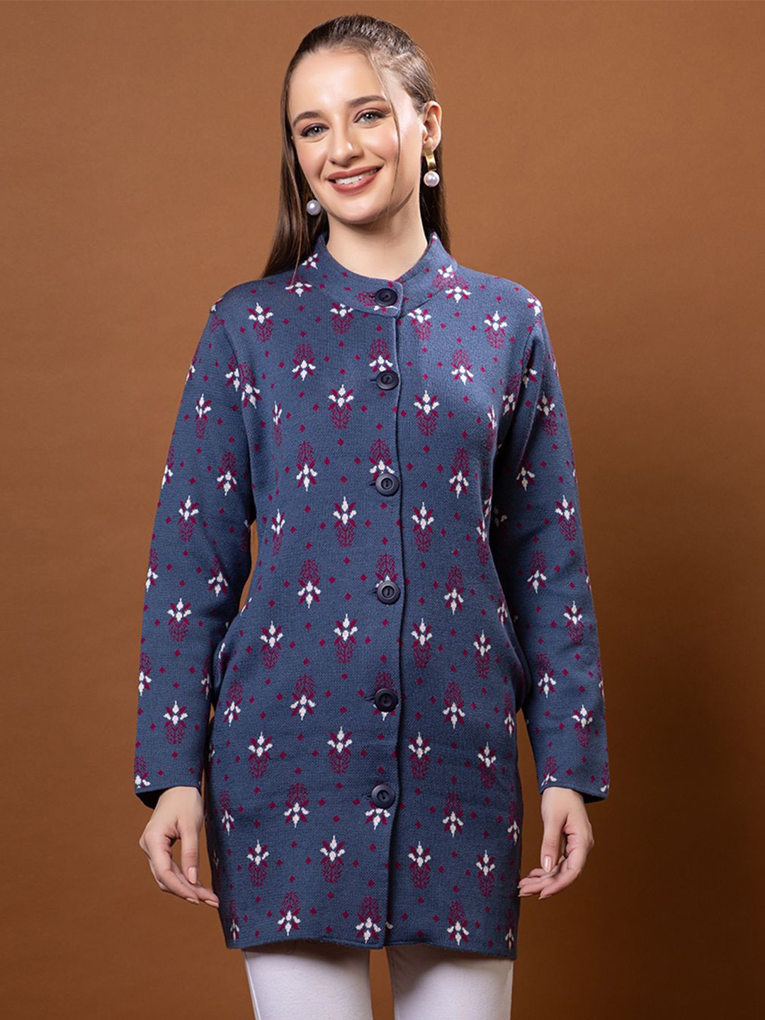

Anouk Women Floral Printed Round Neck Cardigan, Blue