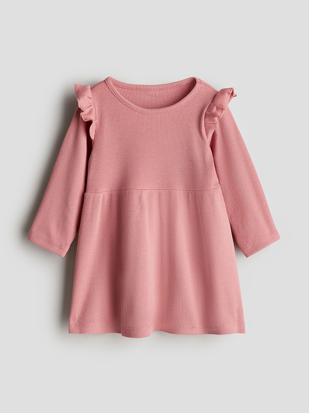 

H&M Infant Girls Ribbed Cotton Dress, Peach