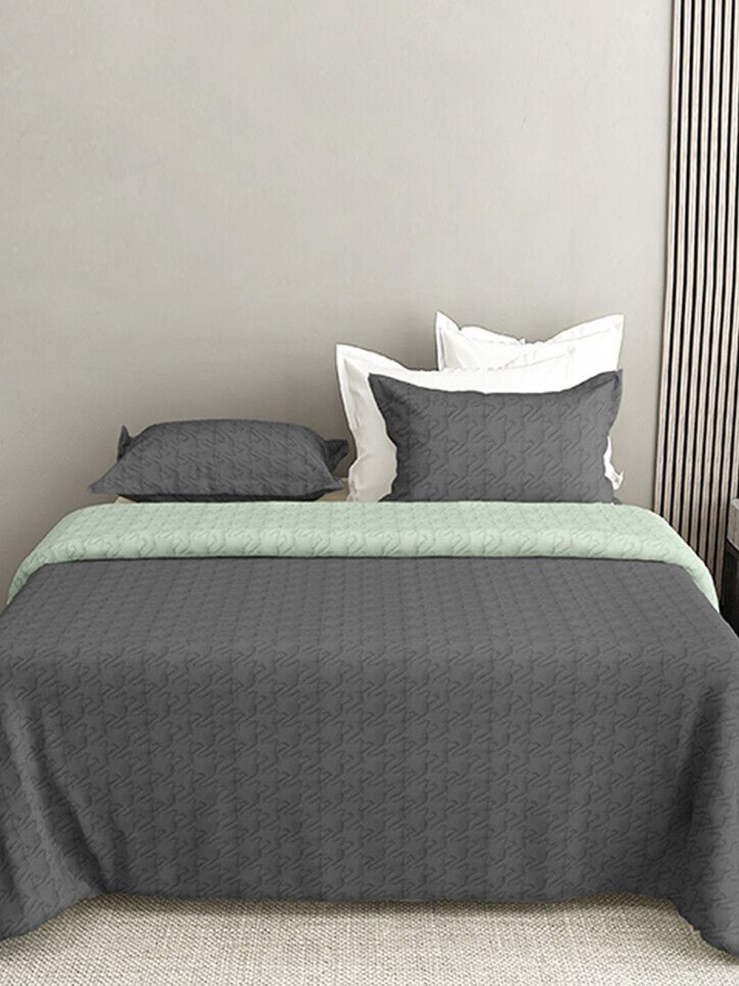 

LABHAM Charcoal Pure Cotton Double King Bed Cover With 2 Pillow Covers