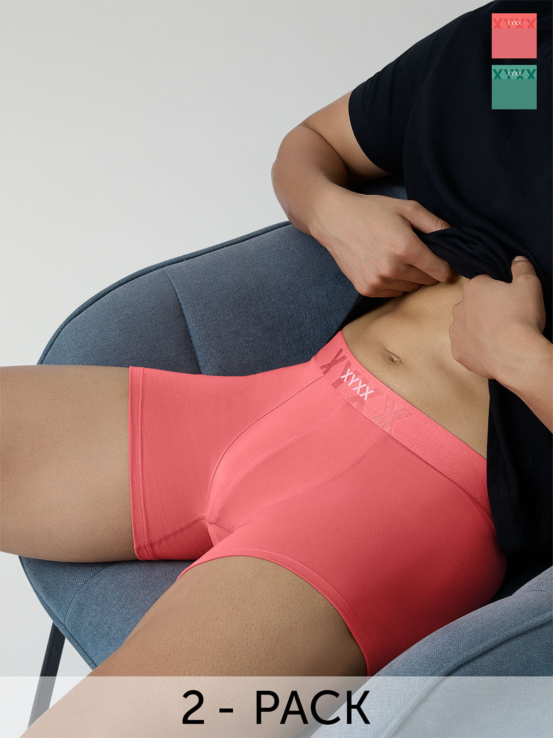 

XYXX Pack Of 2 Odour-Free Cotton Trunks XYTRNK2PCKN590, Green